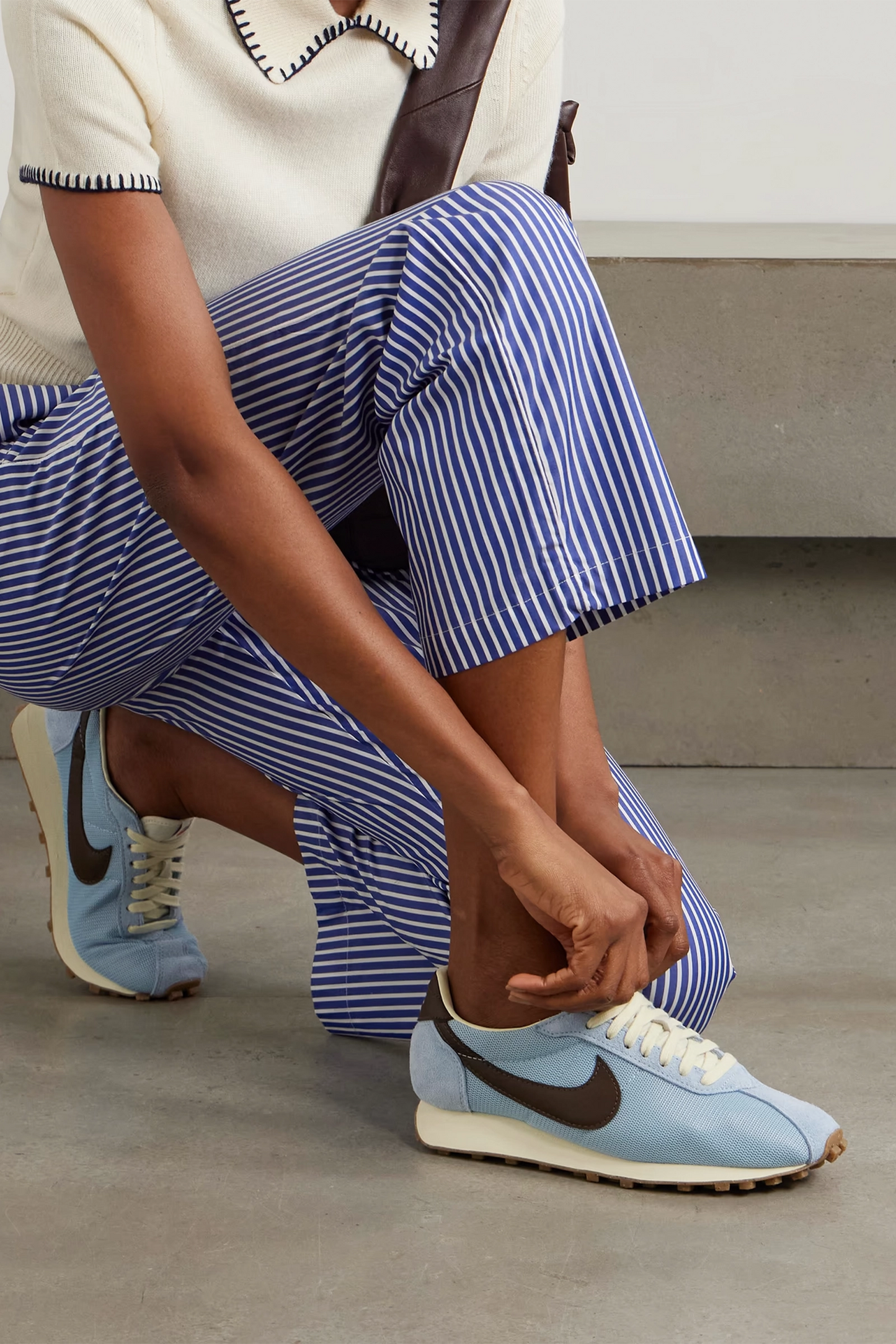 LD-1000 leather and brushed suede-trimmed mesh sneakers
