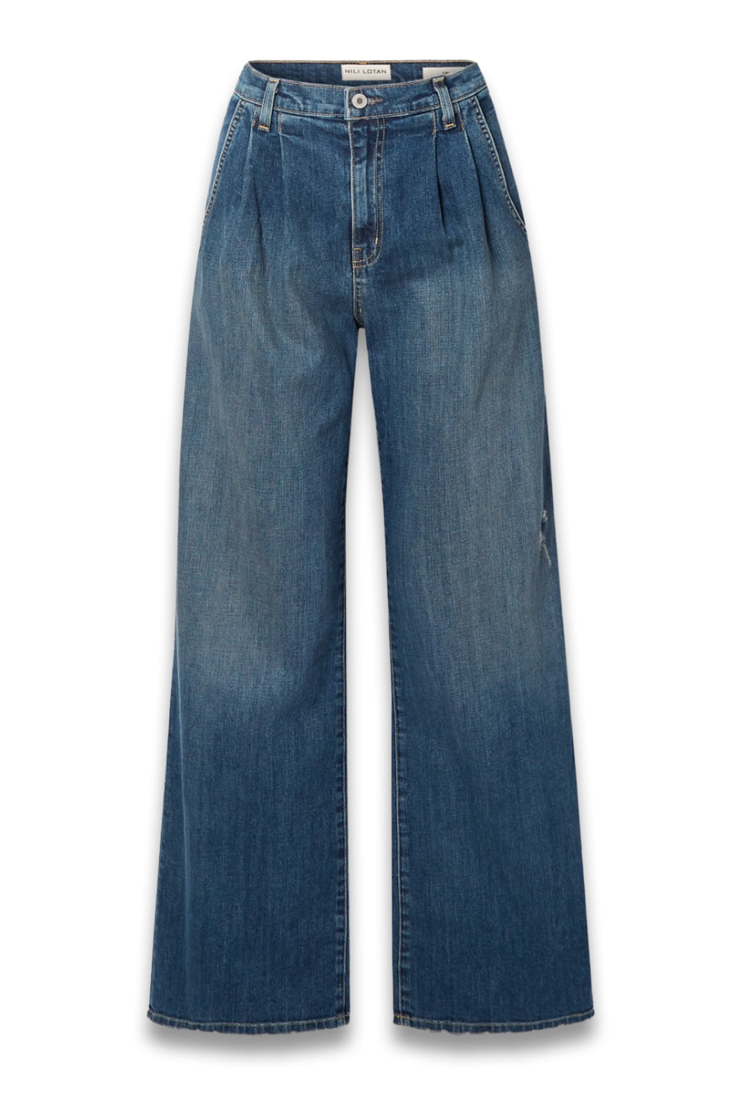 Flora Pleated High-rise Wide-leg Jeans