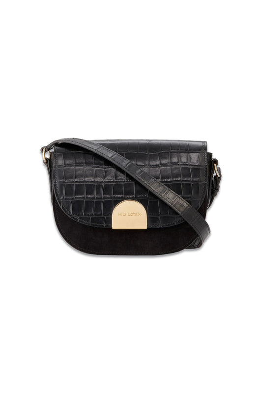 Le Ellie Embossed Croc Saddle Bag