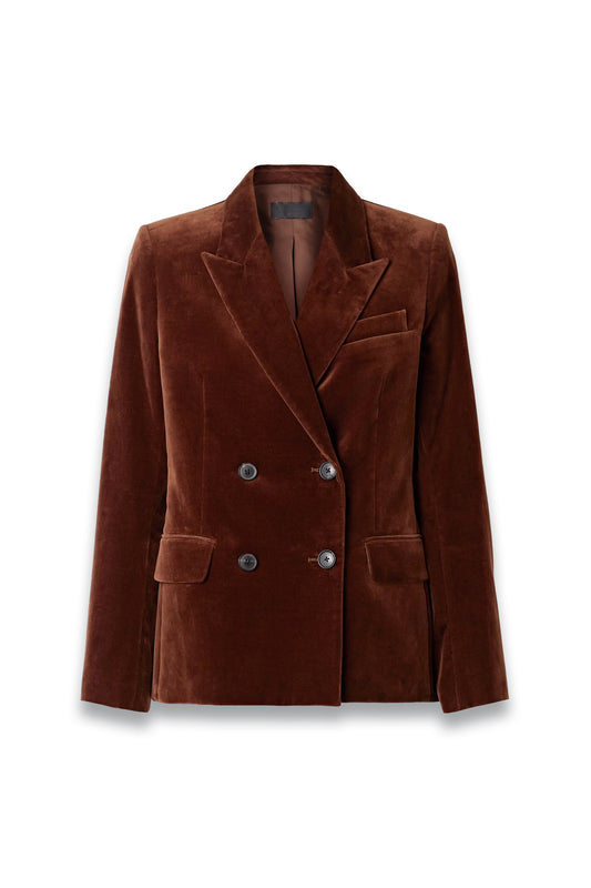 Veda Double-breasted Cotton-blend Velvet Blazer