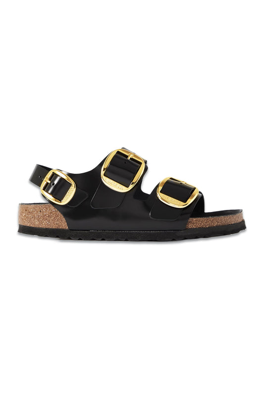 Milano Glossed-leather Slingback Sandals
