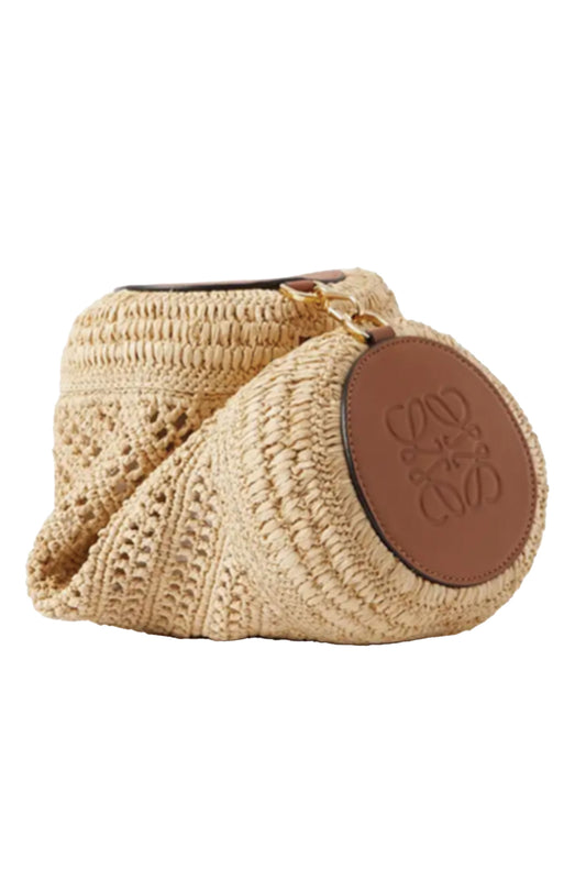 + Paula's Ibiza Bracelet Leather-trimmed Raffia Shoulder Bag