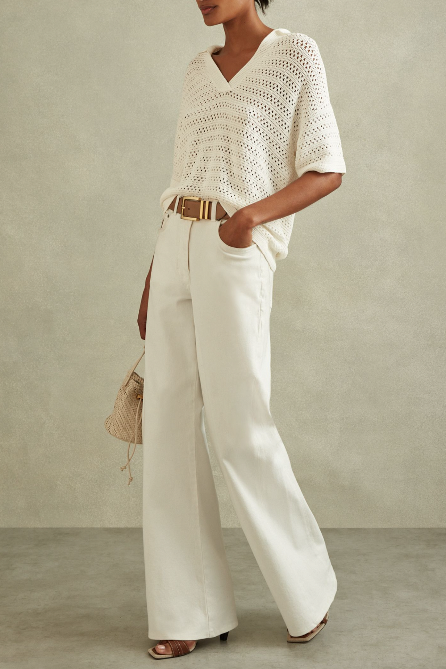 Carla Knitted Open-Collar Polo Shirt
