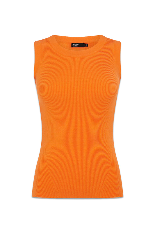 Orange Knitted Rib Vest