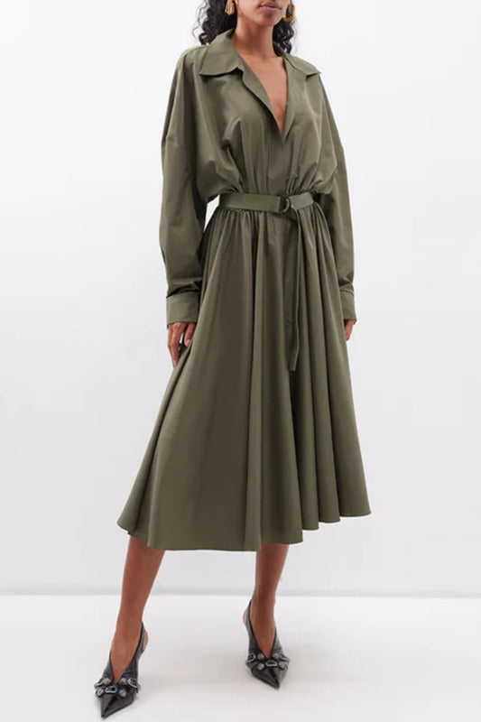 Oversized Boyfriend Belted Twill Shirt Dress