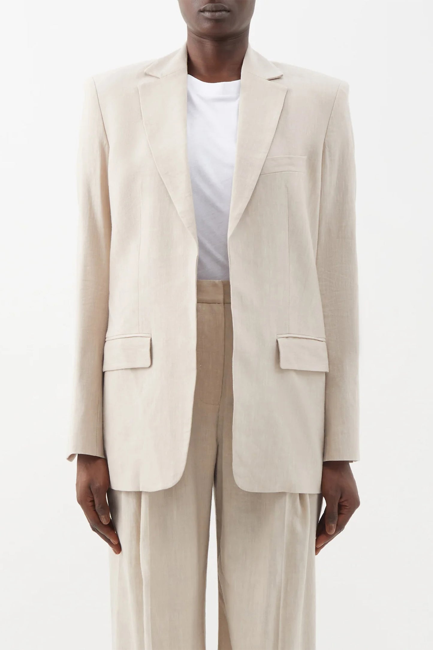 Notch-lapel Linen-blend Blazer