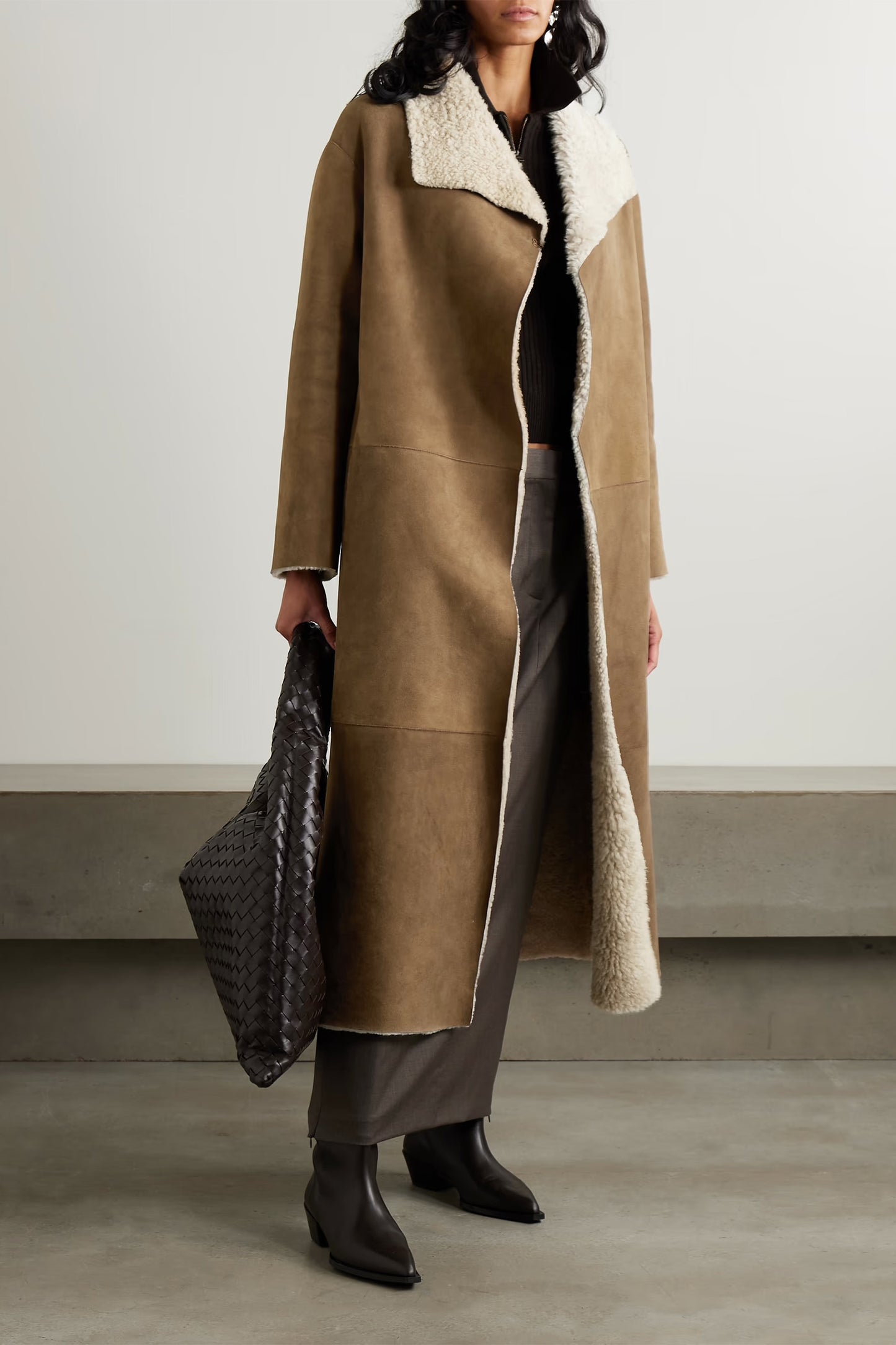 Asymmetric Shearling Coat