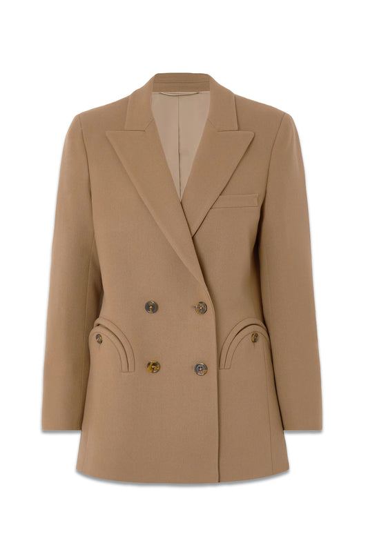 Cholita Everyday Double-breasted Camel Hair And Wool-blend Blazer