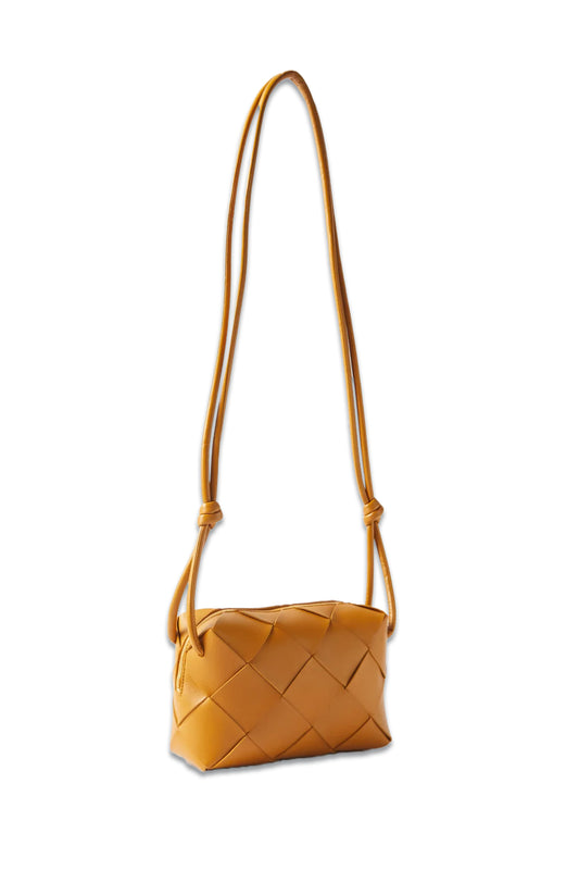 Cassette Intrecciato-leather Cross-body Bag Tan