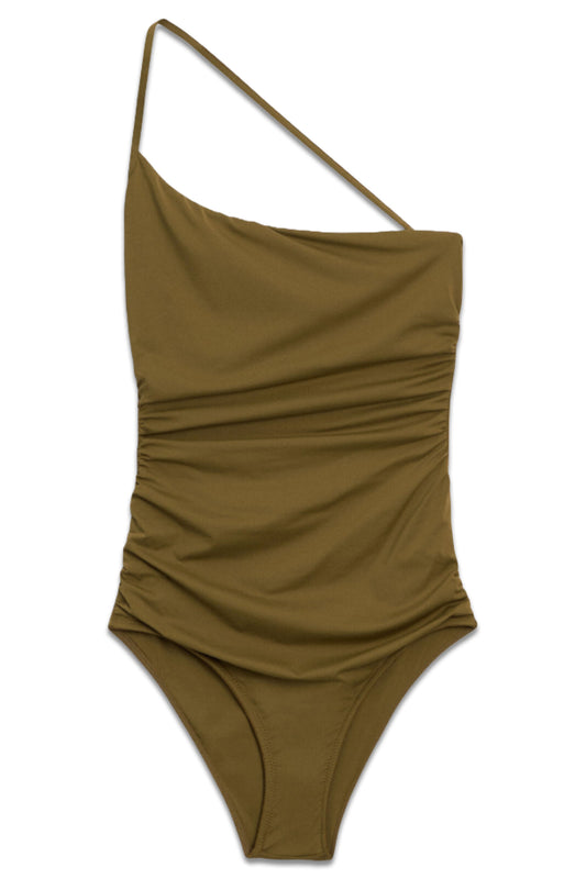 Asymmetric Swimsuit With Gathering