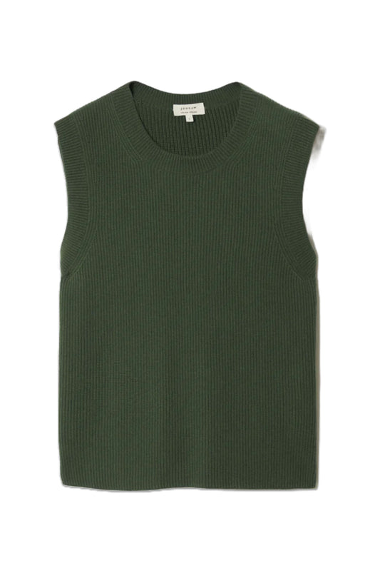 Green Cotton Blend Crew Tank