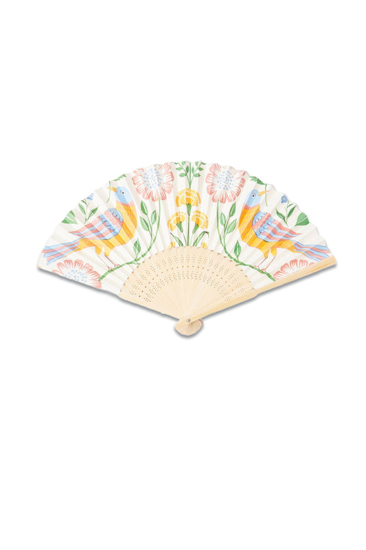 Nellie Bird White Travel Fan