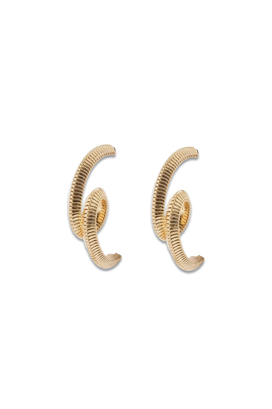Terri Ridged Loop Gold Earrings