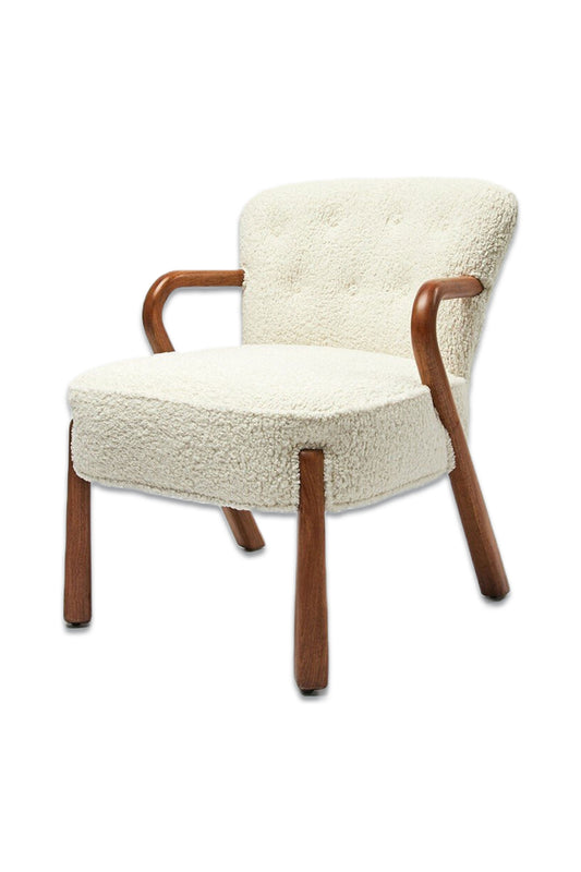 Rizado White Faux Sheepskin Boucle Armchair