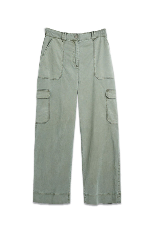 Wide Leg Green Cargo Trousers