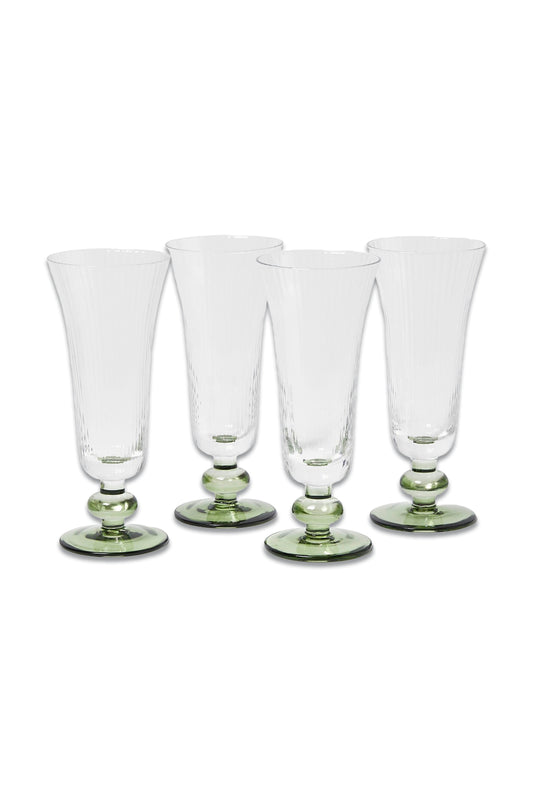 Lowes Green Champagne Glasses Set of Four