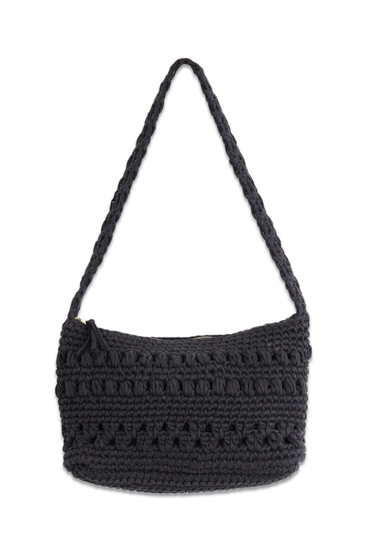 Mikkie Crochet Black Shoulder Tote Bag