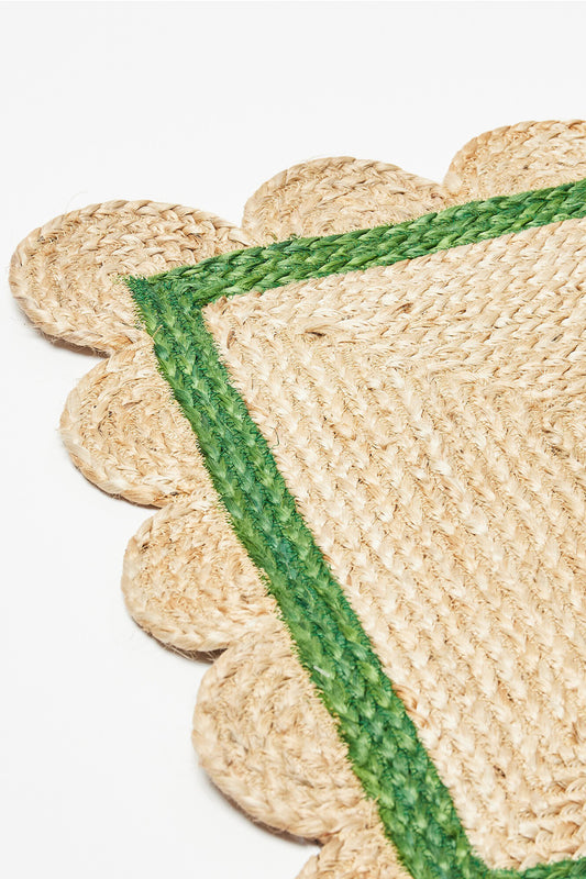 Scalloped Jute Green Doormat