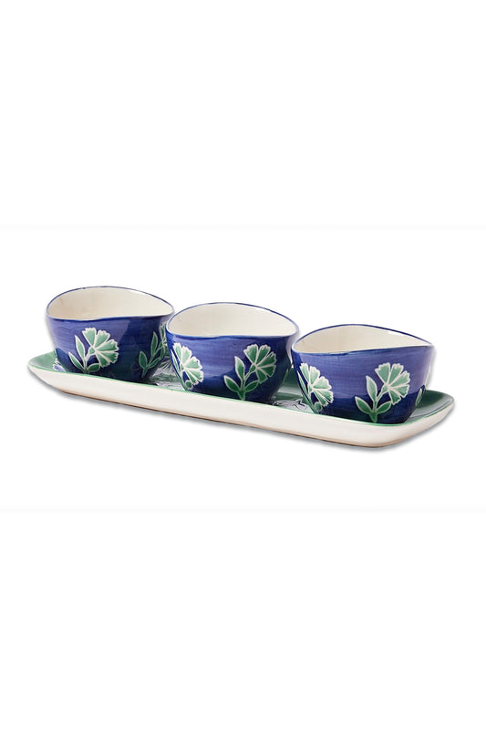 Dahlia Floral Ceramic Nibble Bowl Set