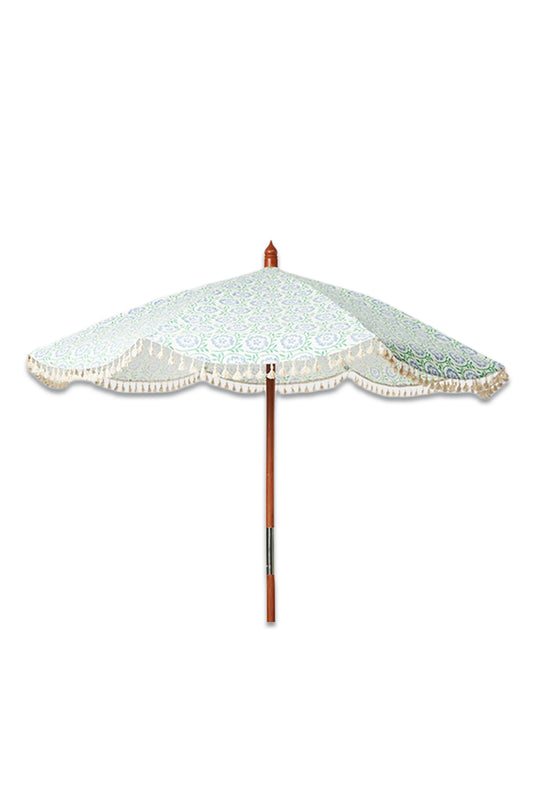 Bloom Blue & Green Floral Garden Parasol