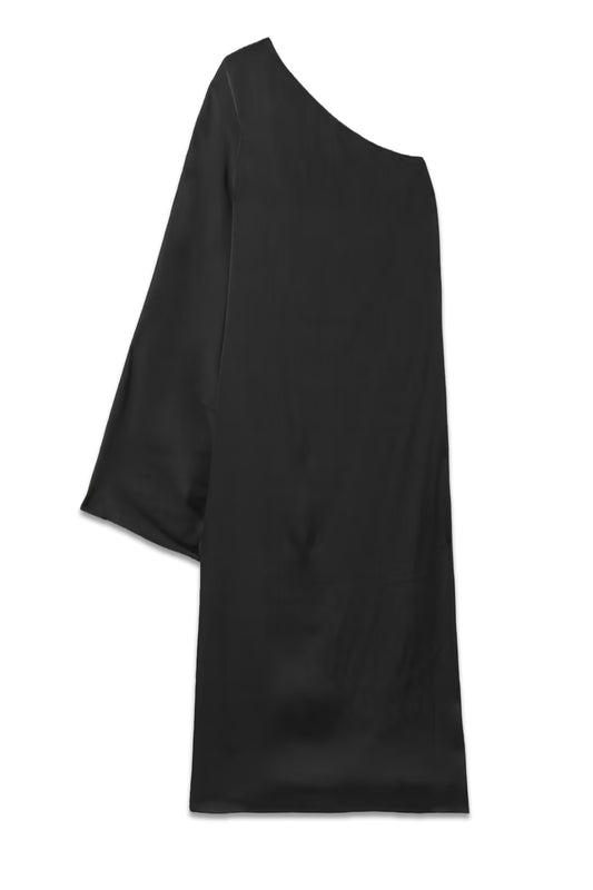 Rowan One-Sleeve Silk Midi Dress