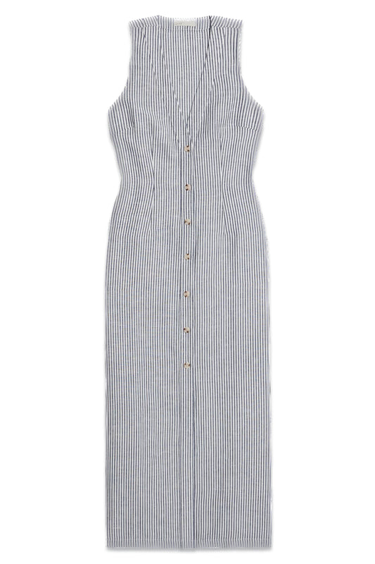 Striped Linen And Lyocell-blend Maxi Dress
