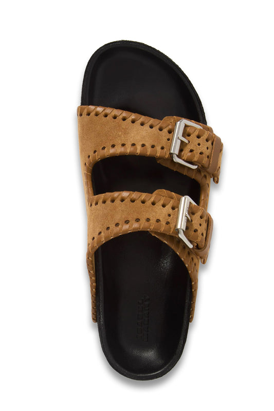ISABEL MARANT Lennyo Leather-trimmed Suede Slides