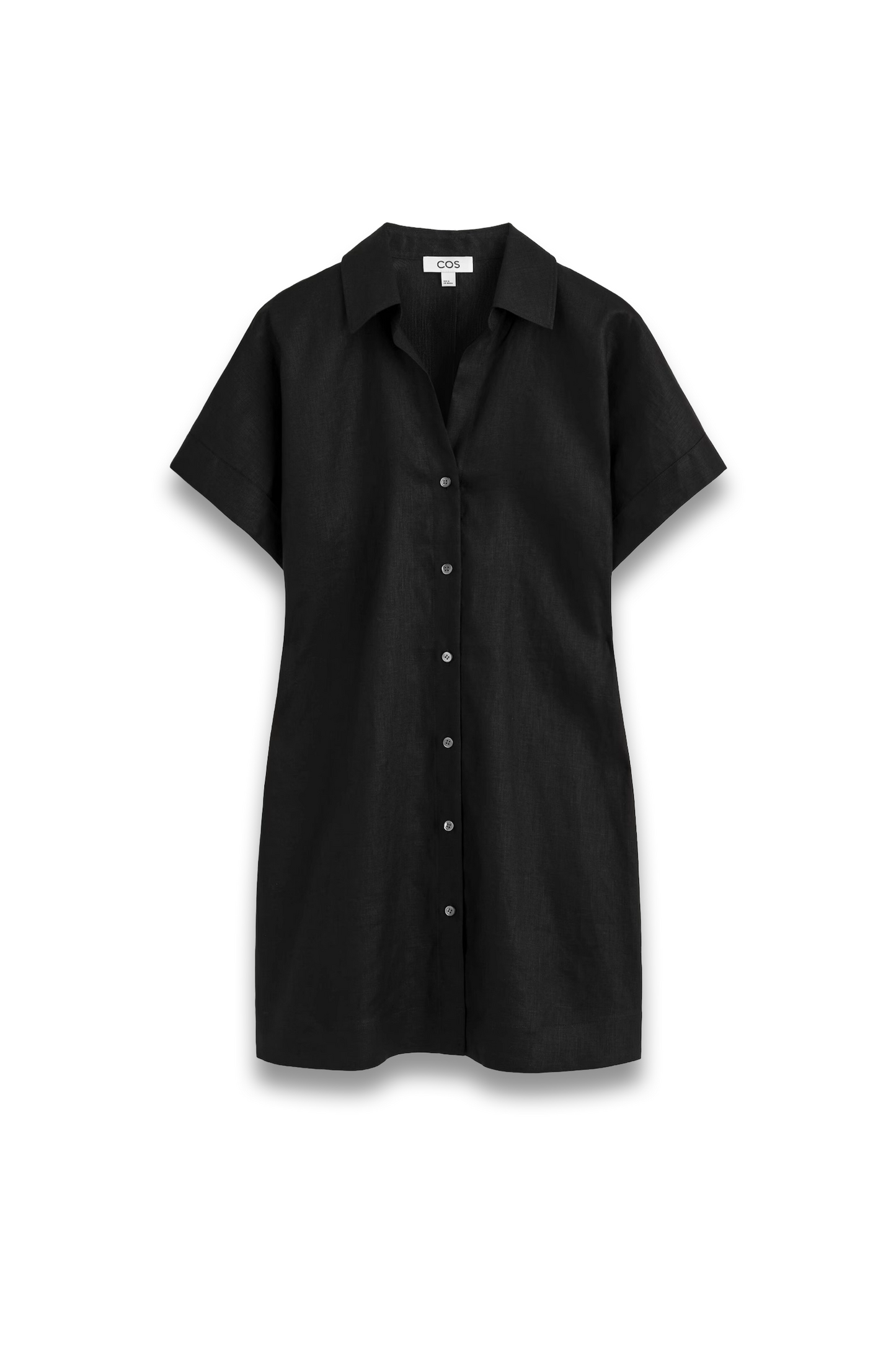 Open-collar Linen Mini Shirt Dress