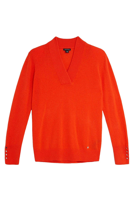 Cashmere V Neck Power Shoulder Knit Jumper