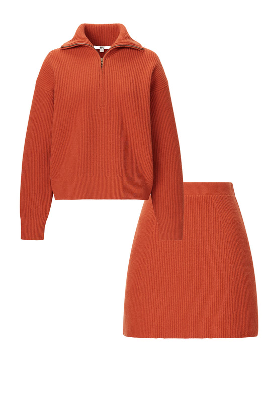 Premium Lambswool Half-zipped Jumper & Mini Skirt