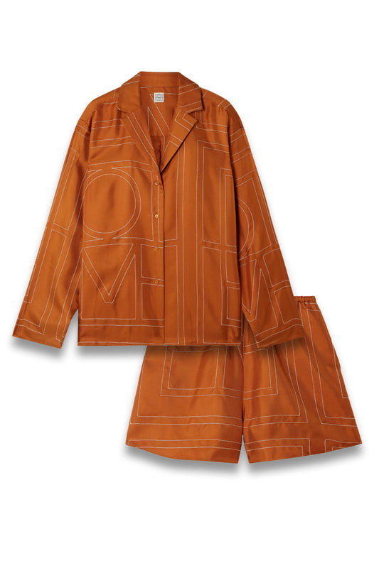 Embroidered Silk-twill Shirt and Embroidered Silk-twill Shorts