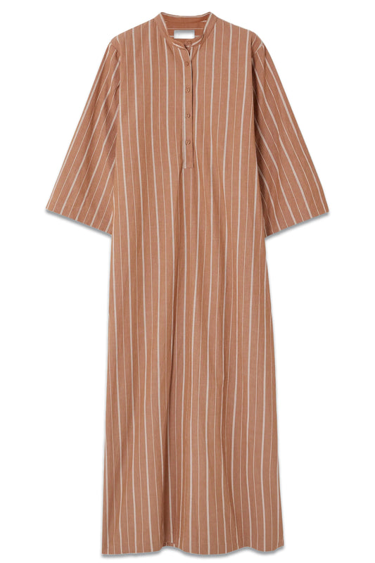 + NET SUSTAIN Striped Organic Cotton-blend Maxi Shirt Dress