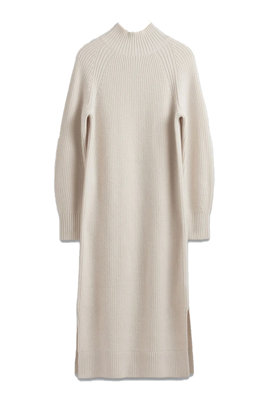 Wool Knitted Midi Dress In Off-white