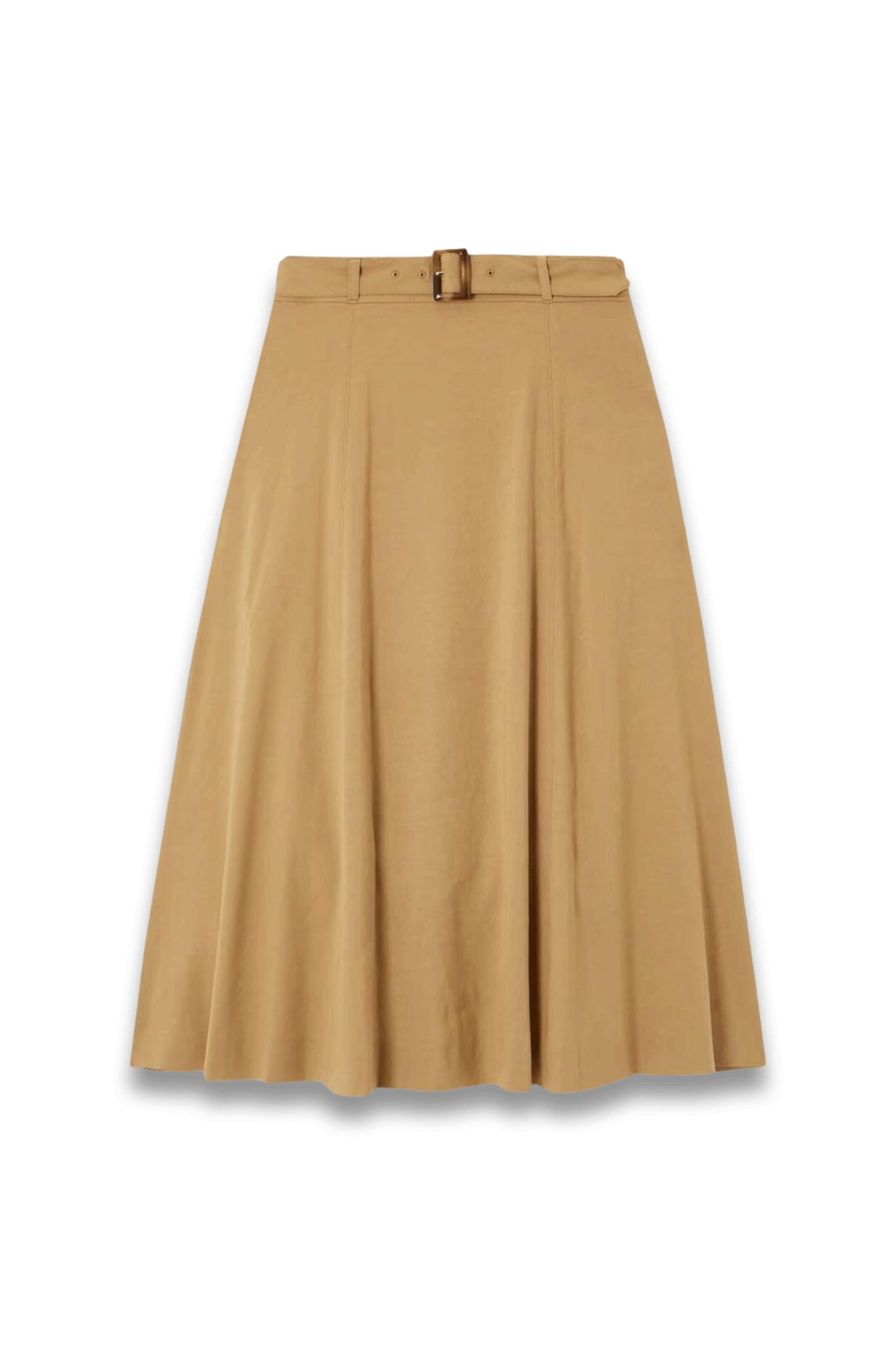 Arwen Belted Pleated Linen-Blend Midi Skirt