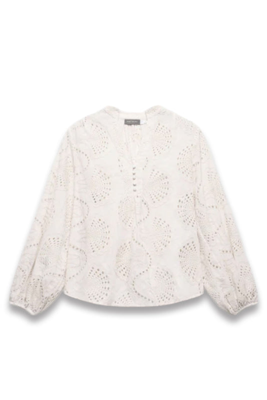 Cream Broderie Cotton Blouse