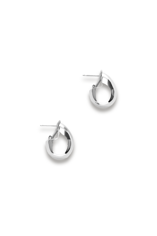 Silver-plated Oval Earrings