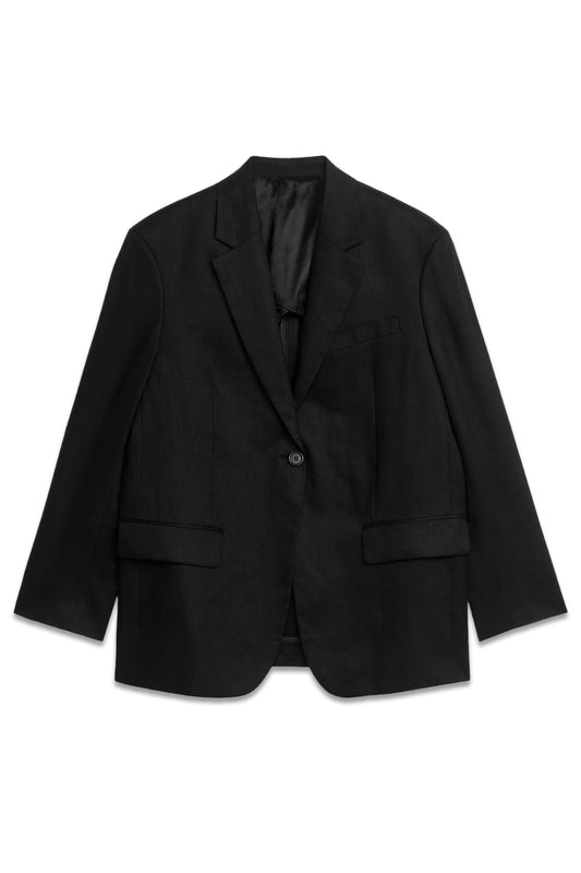 Oversized Linen Blazer Black