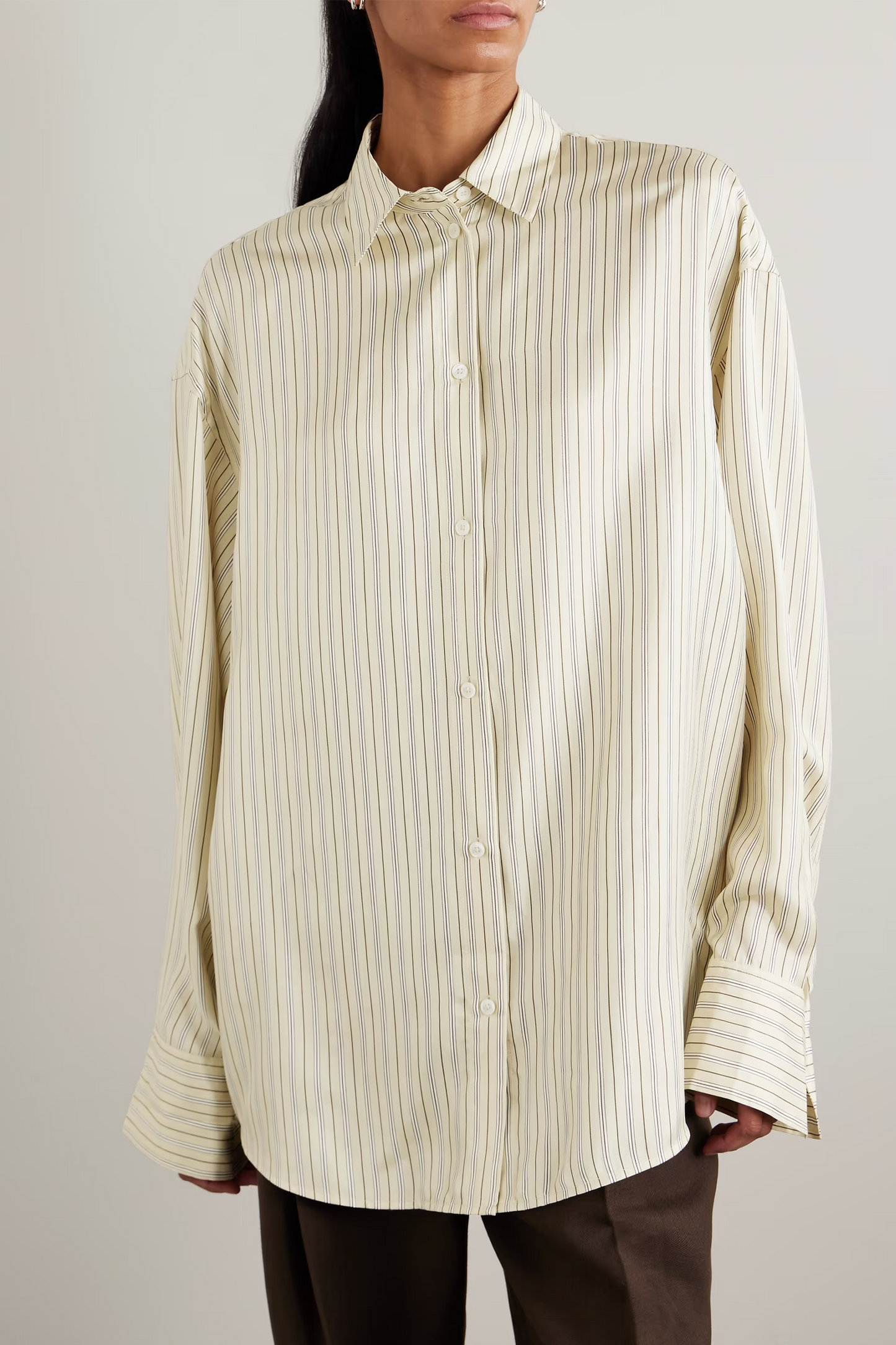 Oversized Striped Silk Shirt