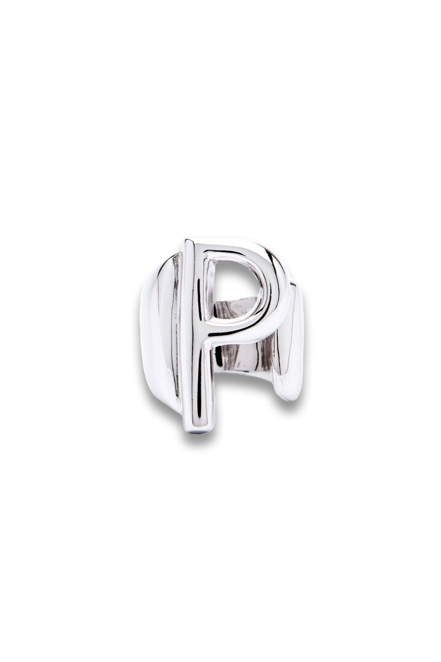 Silver Alphabet Letter Ring - P