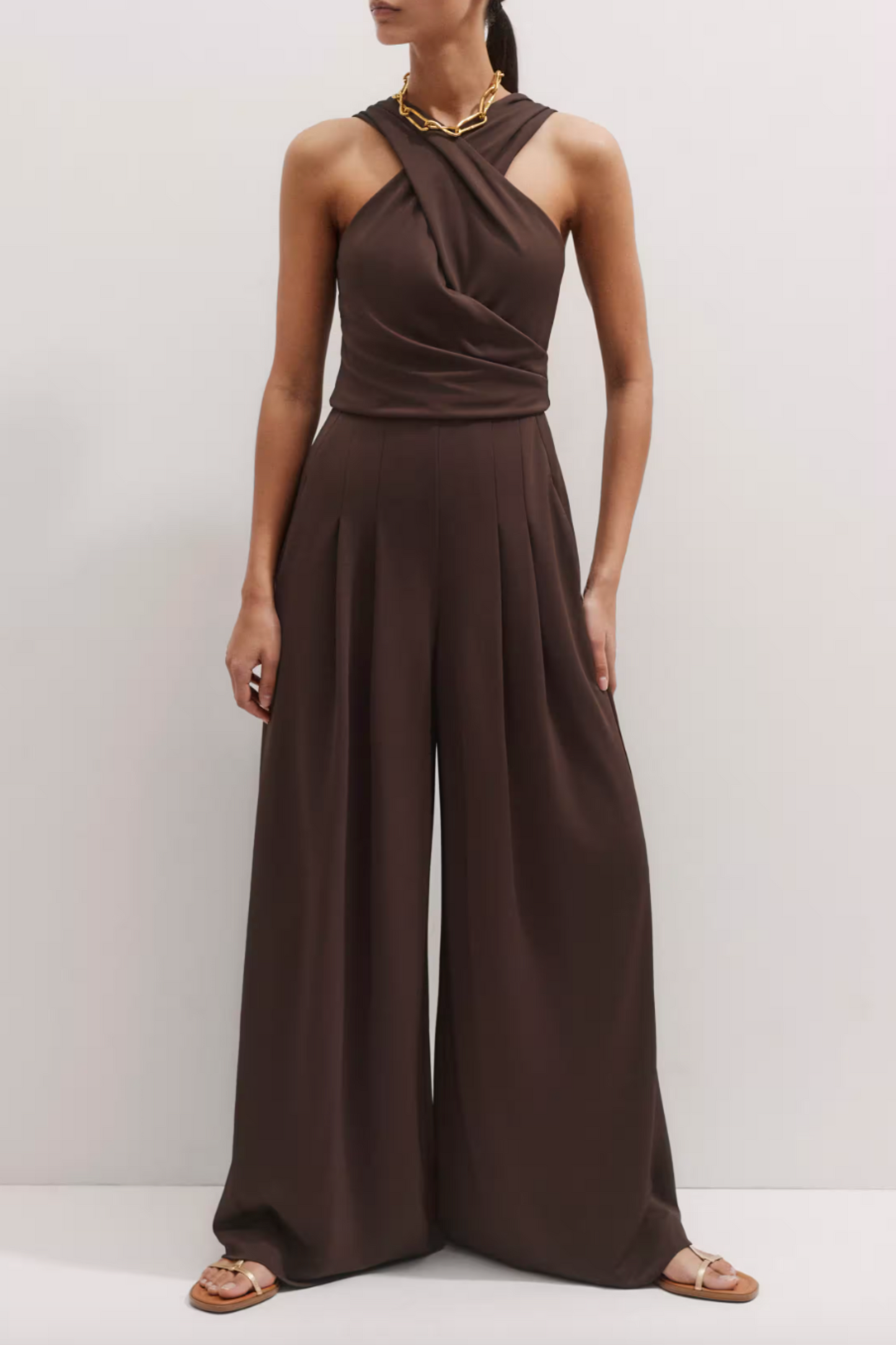 Crossover Wide-Leg Jumpsuit