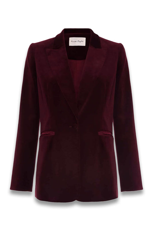 Bridie Wine Velvet Blazer