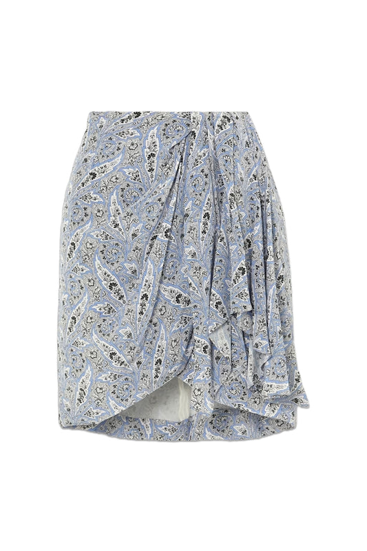Ixori Draped Paisley-Print Silk Crepe De Chine Mini Skirt