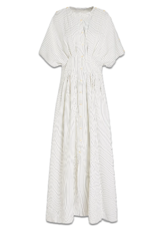 Striped Twill Maxi Dress