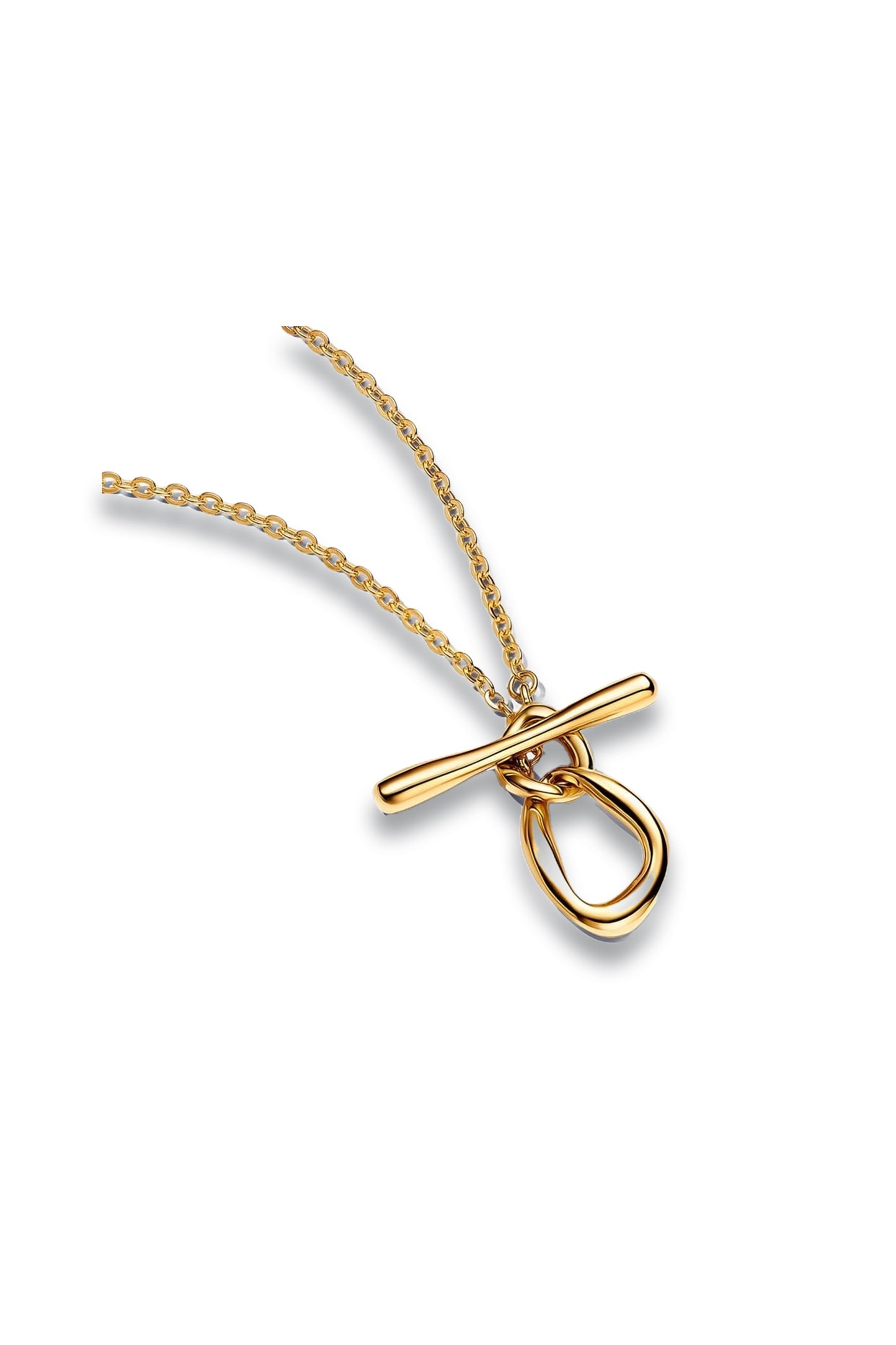 Organically Shaped Circles T-bar Necklace