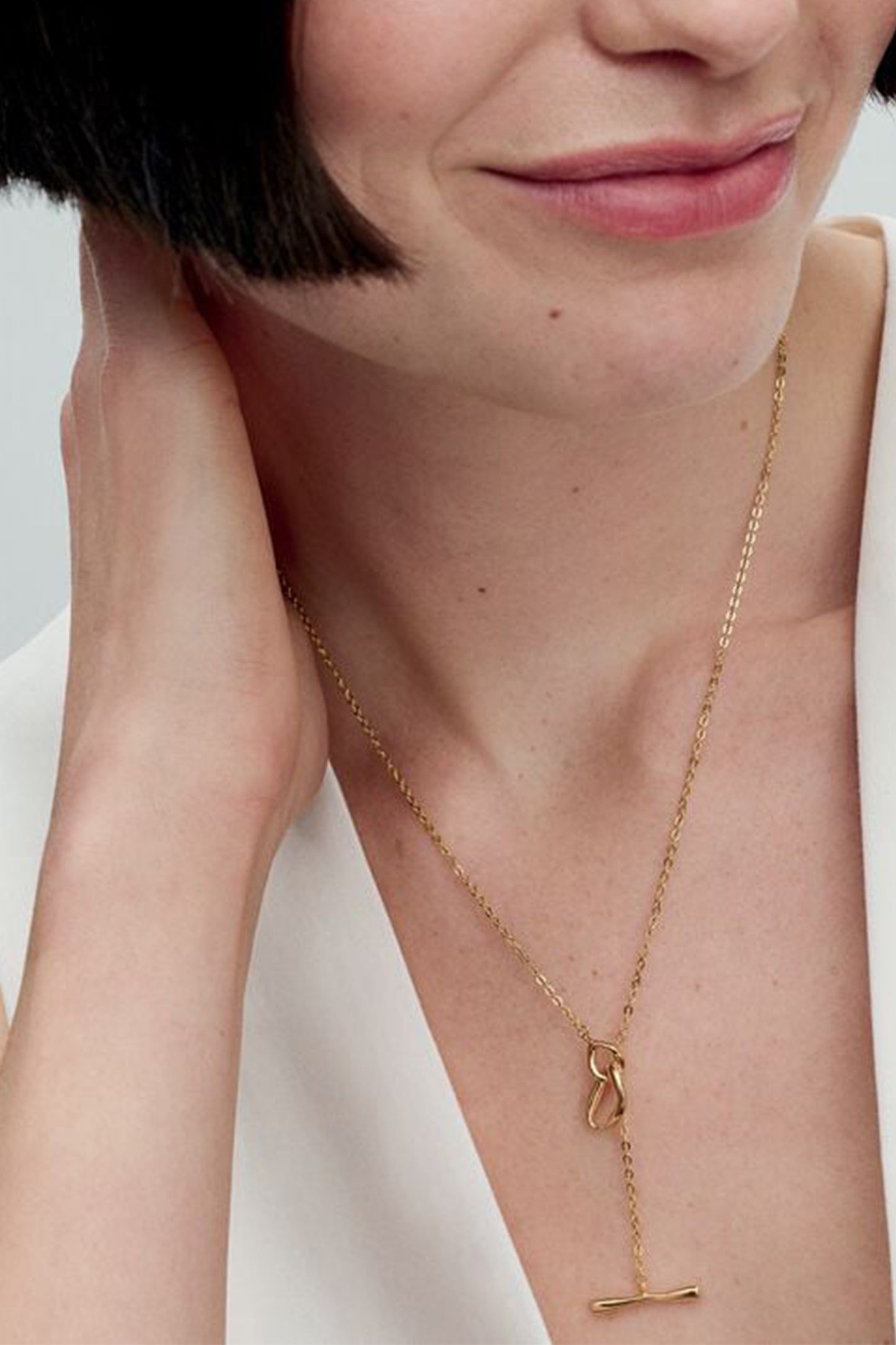 Organically Shaped Circles T-bar Necklace