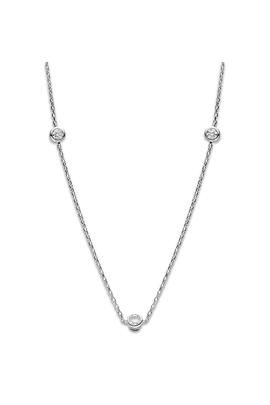Era Bezel Sterling Silver Lab-grown Diamond Station Necklace