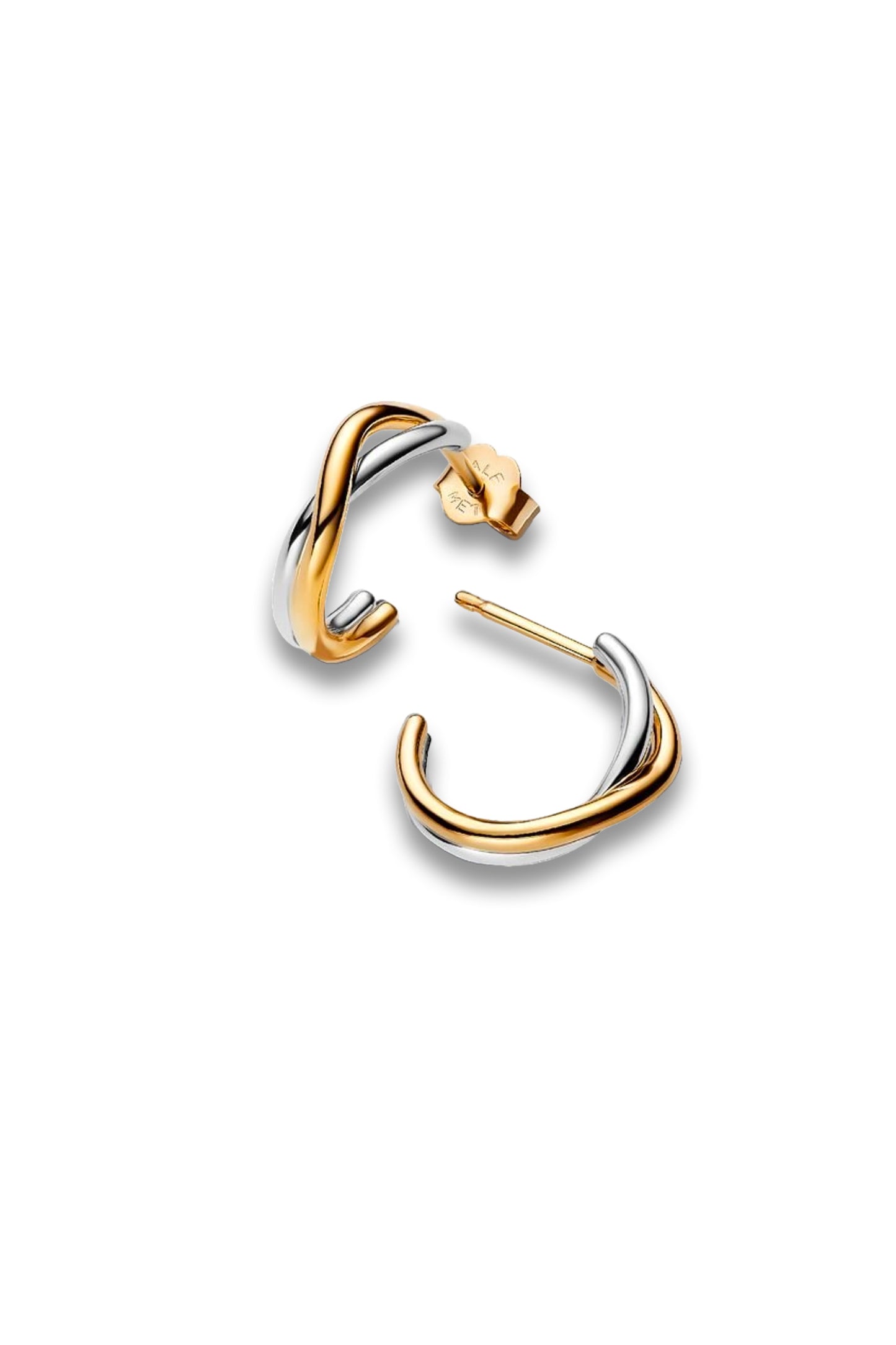 Organically Shaped Two-tone Open Hoop Earrings
