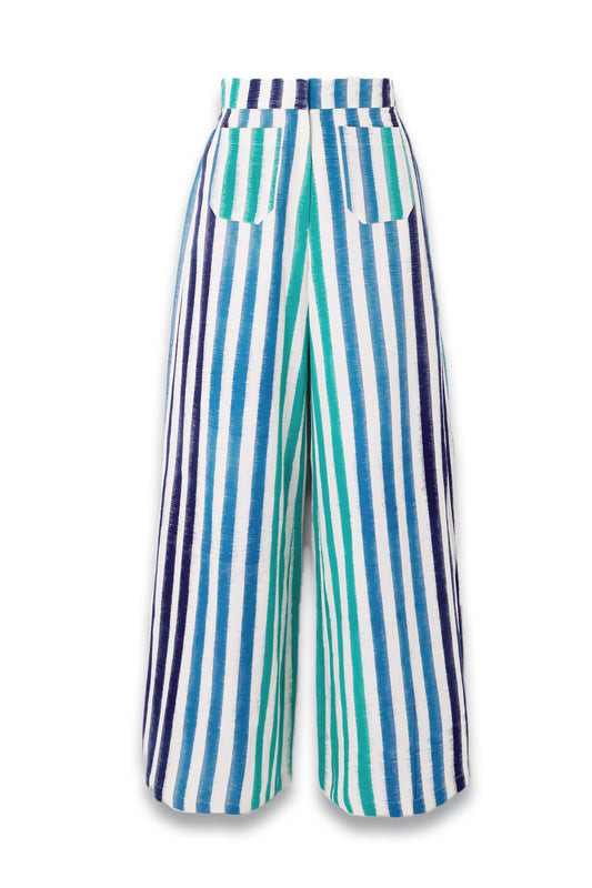 Adele Striped Cotton Wide-Leg Pants