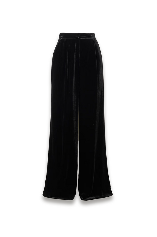 Satin-trimmed Velvet Wide-leg Pants