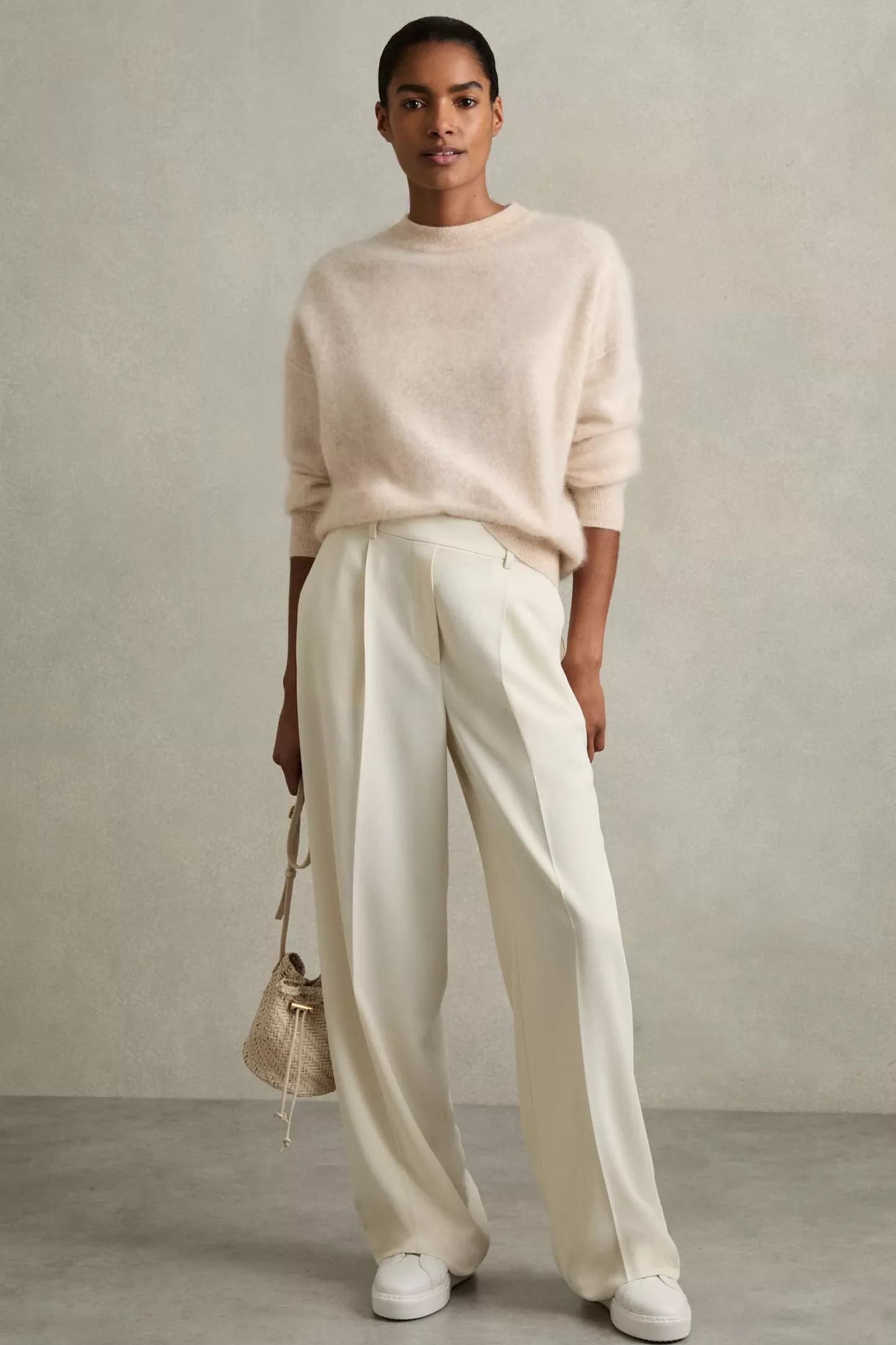 Eden Wide Leg Trousers in Cream